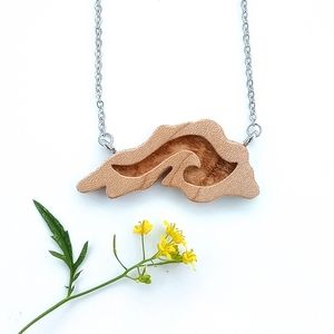 Wood Lake Superior Necklace, Wave Pendant